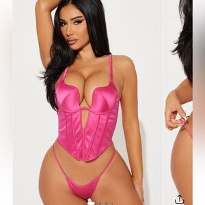 Take The Lead Satin Corset 2 Piece Set - Hot Pink - Fashion Nova